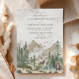 Invitación Boda de Animales del Bosque Rústico
