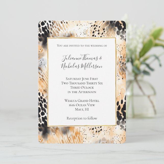 Invitación Boda de animales salvajes de leopardo negro (Anverso de pie)