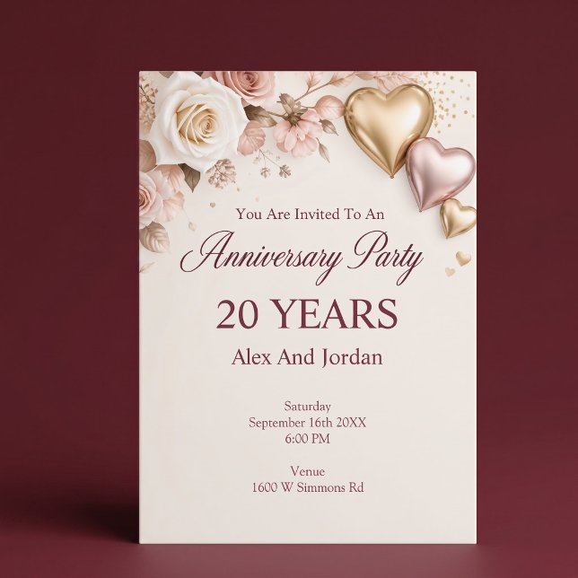 Invitación Boda de aniversario de bodas de oro rosa (Subido por el creador)