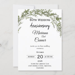 Invitación Boda de aniversario de verde clásico natural