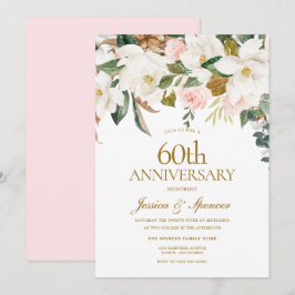 Invitación Boda de aniversario Moderno Flores Blancas Rosadas