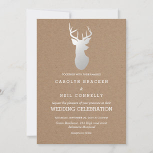 Invitación Boda de Antler plateado de papel Kraft ruso