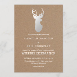 Invitación Boda de Antler plateado de papel Kraft ruso