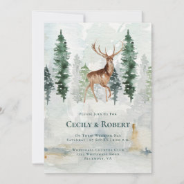 Invitación Boda de Antlers de venados de la selva de los pino