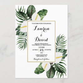 Invitación Boda de anturio blanco y vegetación