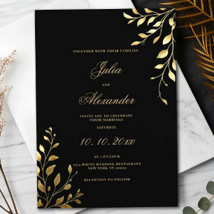 Invitación Boda de apellido Black Elegal Floral Monograma