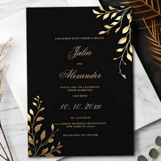Invitación Boda de apellido Black Elegal Floral Monograma (Subido por el creador)