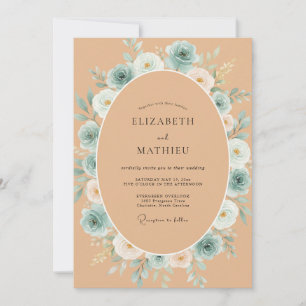 Invitación Boda de Aquamarina Terracota Ranunculus Eucalipto