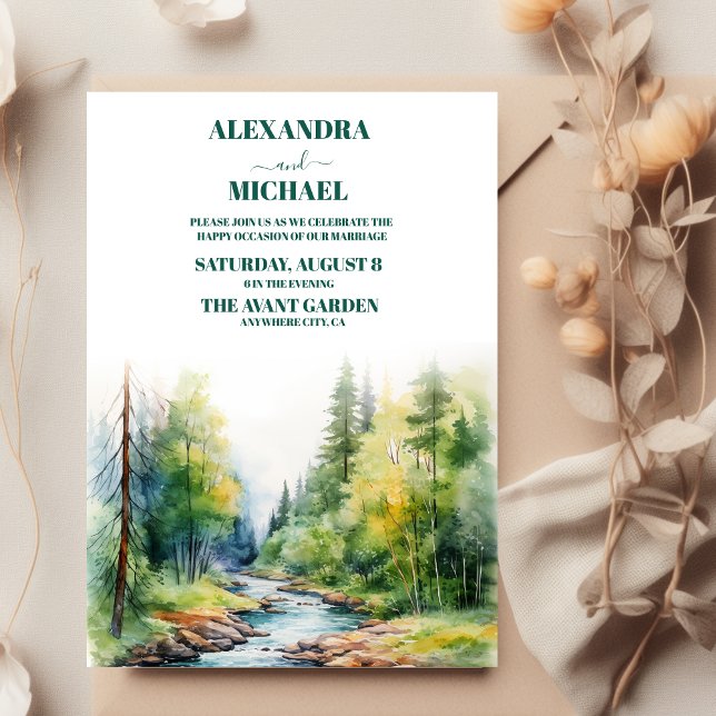 Invitación Boda de árbol acuático de Mountain Lake (Subido por el creador)