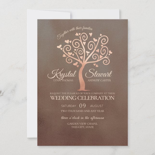 Invitación Boda de árbol caprichoso (Anverso)