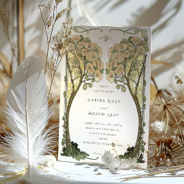 Invitación Boda de árbol de amor Art Nouveau vintage