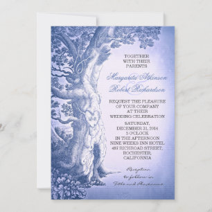 Invitación Boda de árbol de amor ruso azul turbio
