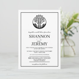 Invitación Boda de árbol de ápices blanco y negro