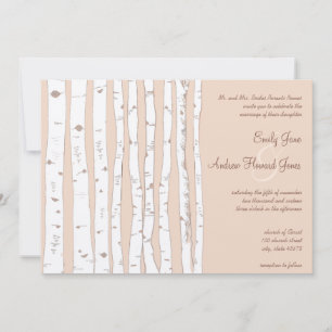 Invitación Boda de árbol de birch Silver Peony Russet Lite