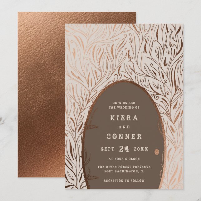 Invitación Boda de árbol de cuento de hadas de folklore irlan (Anverso / Reverso)