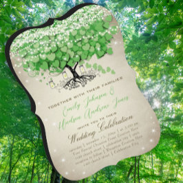 Invitación Boda de árbol de hojas de corazón de Mason verde r