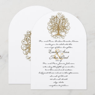 Invitación Boda de árbol de lujo rústico de Champagne Gold Fo