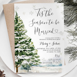Invitación Boda de árbol de navidad de invierno con copo de n