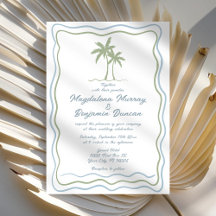 Boda de árbol de palmas con marco de ondulación az