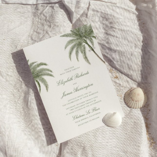 Invitación Boda de árbol de palmas de época (Subido por el creador)