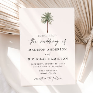 Invitación Boda de árbol de palmas mínimo