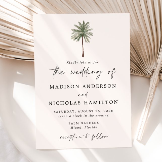 Invitación Boda de árbol de palmas mínimo (Subido por el creador)