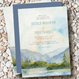 Invitación Boda de árbol de pino acuático de Mountain Lake