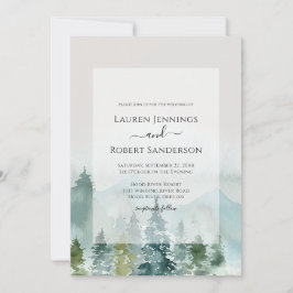 Invitación Boda de árbol de pino de la selva acuática rusa