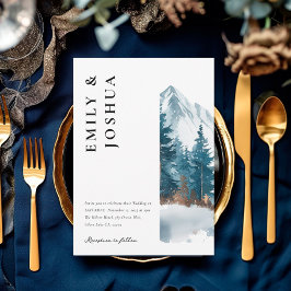 Invitación Boda de árbol de pino de las montañas de invierno