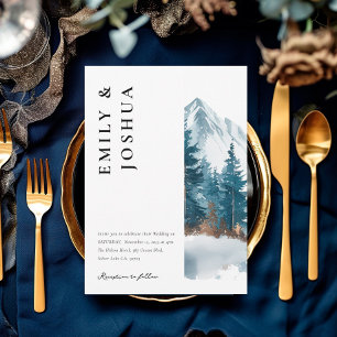 Invitación Boda de árbol de pino de las montañas de invierno
