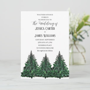 Invitación Boda de árbol de pino de los bosques de invierno