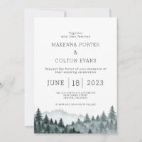 Boda de árbol de pino de montaña de color acuático