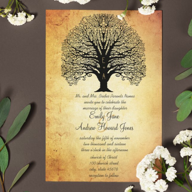 Invitación Boda De Árbol De Swirl Renacentista Medieval (Subido por el creador)
