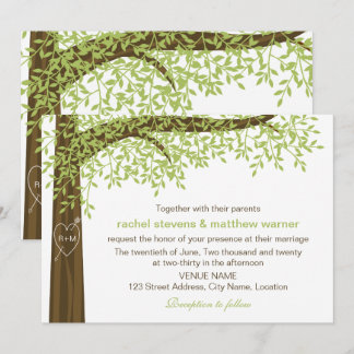 Invitación Boda de árbol del corazón de primavera y verano
