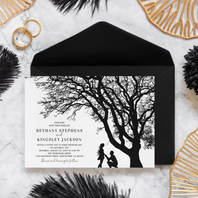 Invitación Boda de árbol elegante Chic (Subido por el creador)