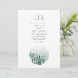 Invitación Boda de Árbol Evergreen de acuarela de montaña rus