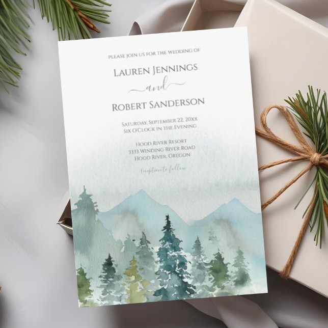 Invitación Boda de Árbol Evergreen de la Montaña Rusa (Subido por el creador)