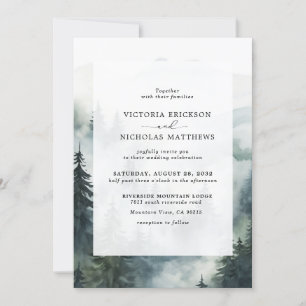 Invitación Boda de Árbol Evergreen Forestal Rústico de Montañ