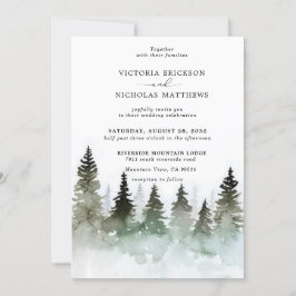 Invitación Boda de Árbol Evergreen Forestal Rústico de Montañ