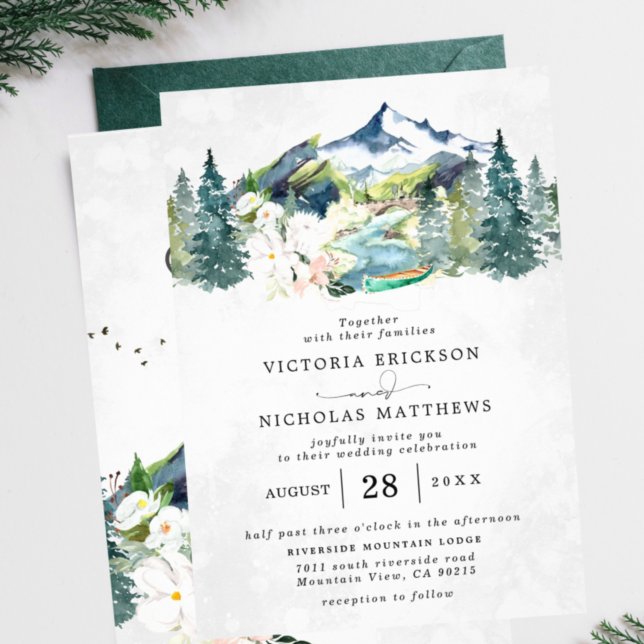 Invitación Boda de Árbol Evergreen Forestal Rústico de Montañ (Subido por el creador)