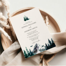 Invitación Boda de Árbol Evergreen Forestal Rústico de Montañ