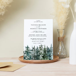 Invitación Boda de Árbol Evergreen Forestal Rústico de Montañ