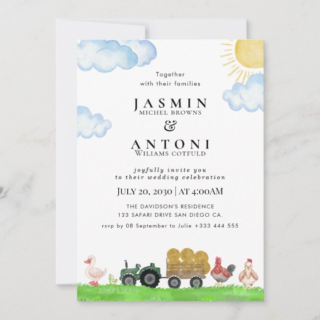 Invitación Boda de Árbol Evergreen Forestal Rústico de Montañ (Anverso)