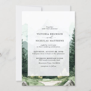 Invitación Boda de Árbol Evergreen Forestal Rústico de Montañ