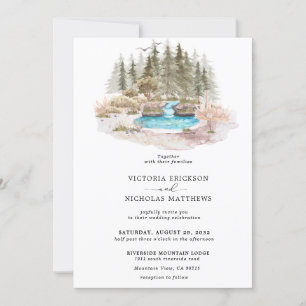 Invitación Boda de Árbol Evergreen Forestal Rústico de Montañ