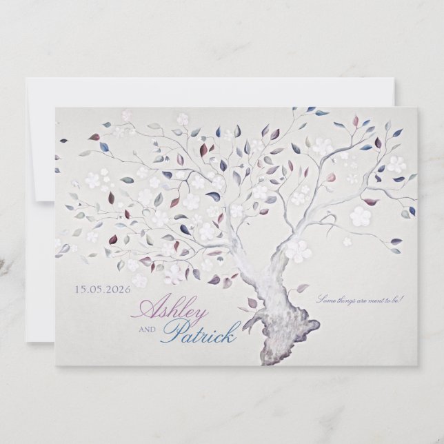 Invitación Boda de árbol fantasía (Anverso)