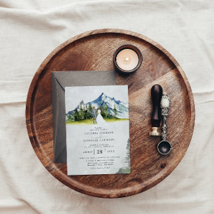 Invitación Boda de árbol perenne del bosque montañoso rústico