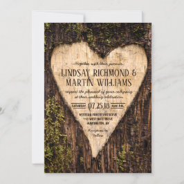 Invitación Boda de Árbol Rústico del País del Corazón Dibujad