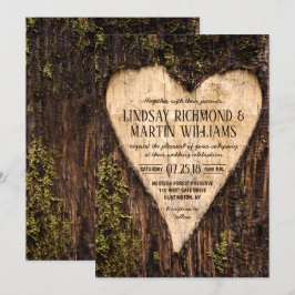 Invitación Boda de Árbol Rústico del País del Corazón Dibujad