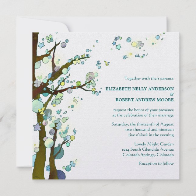 Invitación Boda de árbol singulares (Pearl Shimmer) (Anverso)